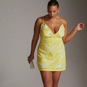 Anthropologie Maeve Dress Lace Strappy Dress in Yellow